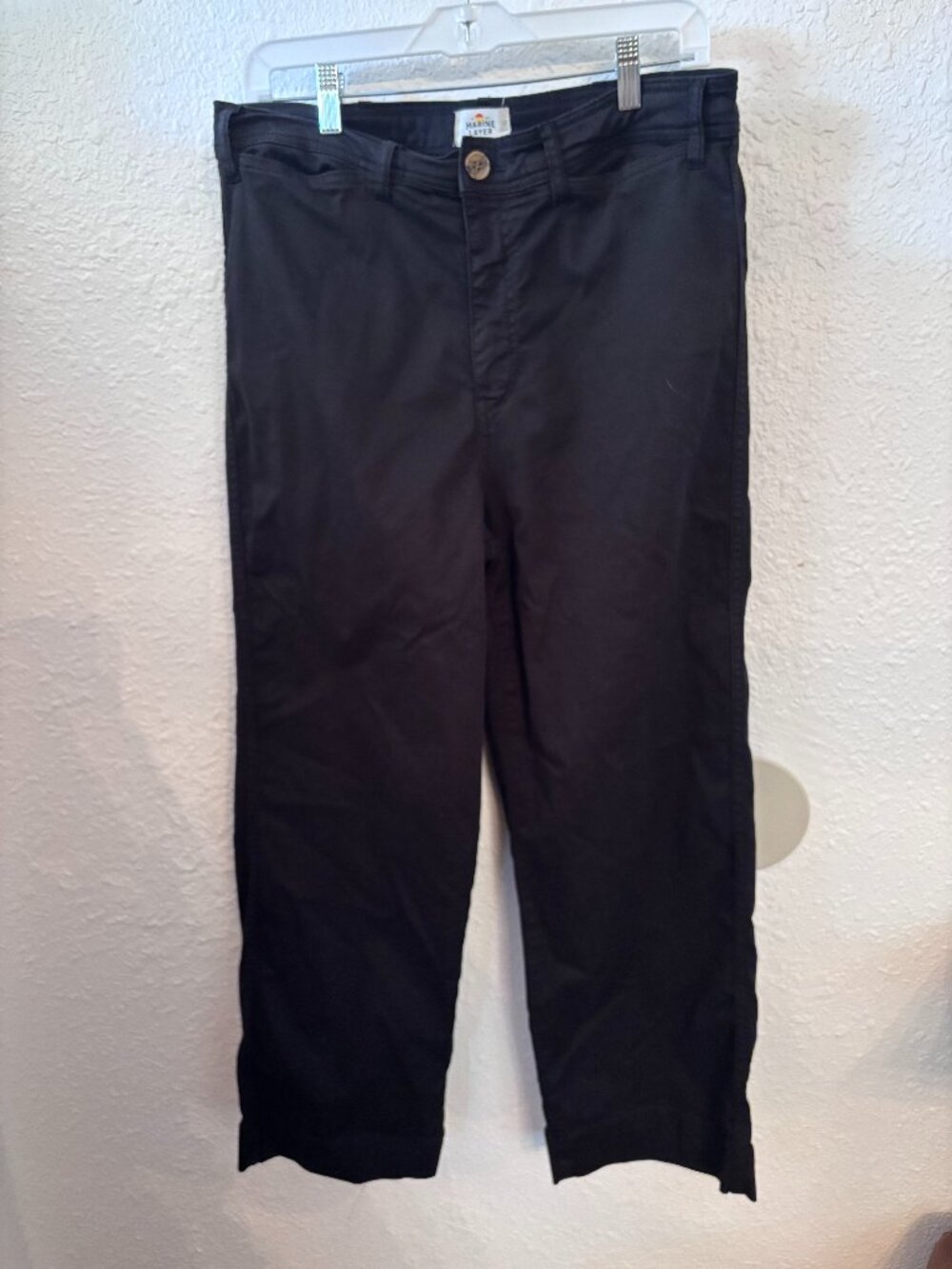 Marine Layer Women's Wide Leg Cropped Black Pant 10 utility elevated basic chic
